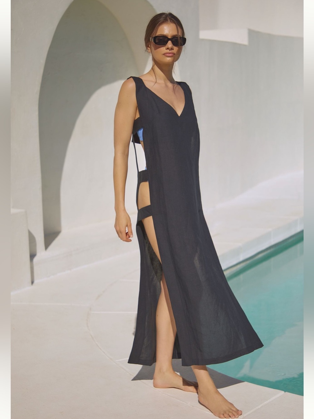 Anthropologie Levina Wide-Strap Open-Side Midi Dress - Sz XS